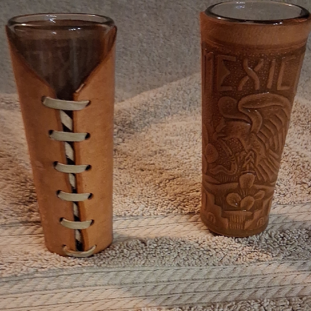 Leather Wrapped Shot Glass Set
